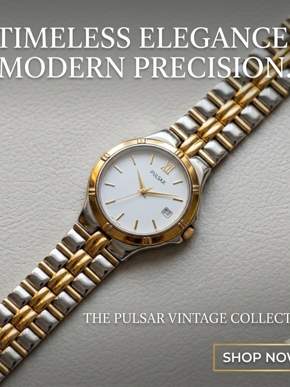 Vintage Pulsar (Seiko Corp) Two-Tone Dress Watch - 34mm Heritage Size